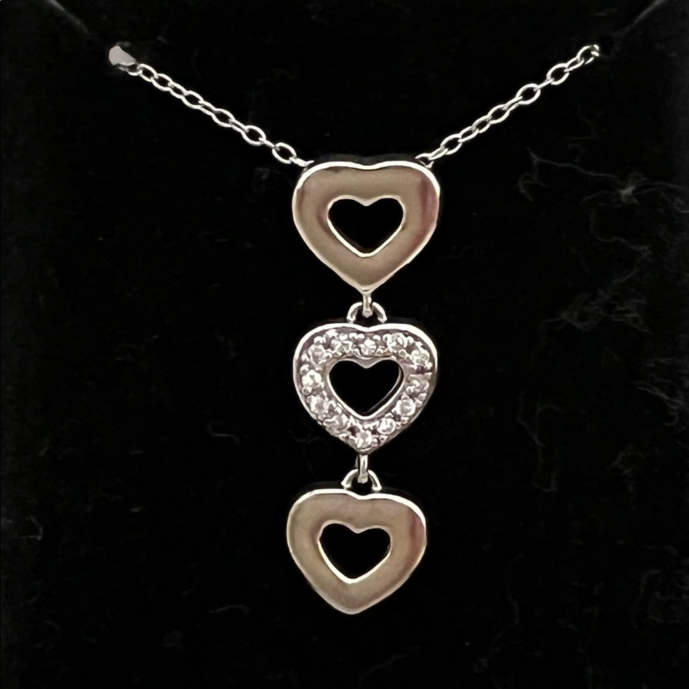 Sterling Silver Triple Heart Necklace